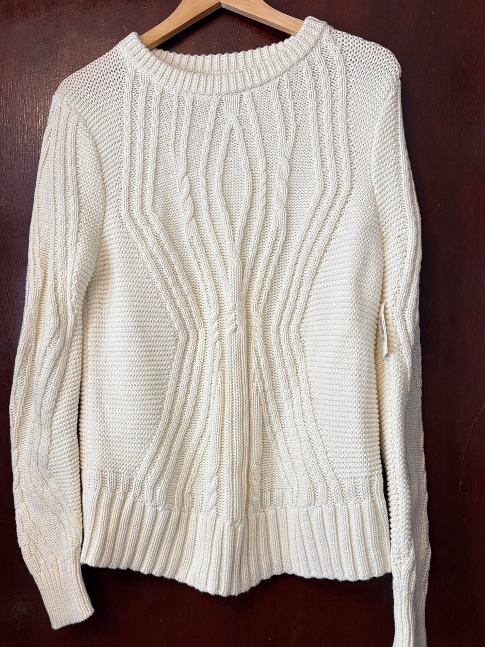 Women’s Amazon Essentials Cream Cable Knit Crewneck Sweater